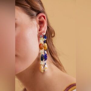 NWT Free People Ariana Ost Voyage Dangle Earrings Blue Colorful Beaded Drop